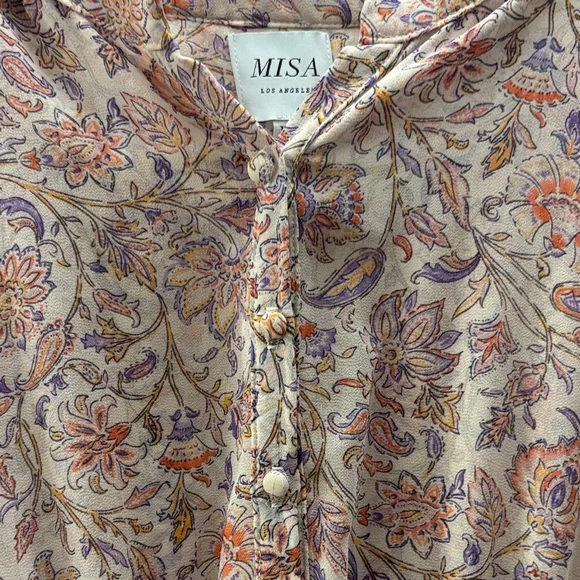 Misa Los Angeles Pink Paisley Smocked Dress - Picture 2 of 4